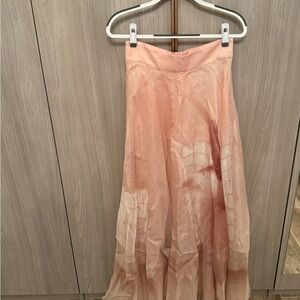 Zimmermann Dancer Ballerina Print Maxi Skirt Silk Linen Pink